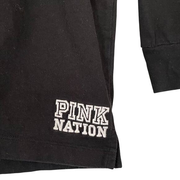 Victoria's Secret PINK Black White Rugby, Stripe Long Sleeve Polo Collar, Size S - Picture 10 of 15